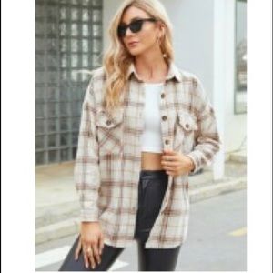 Beige/Tan/Brown (neutral) Button Up Flannel (size SMALL)